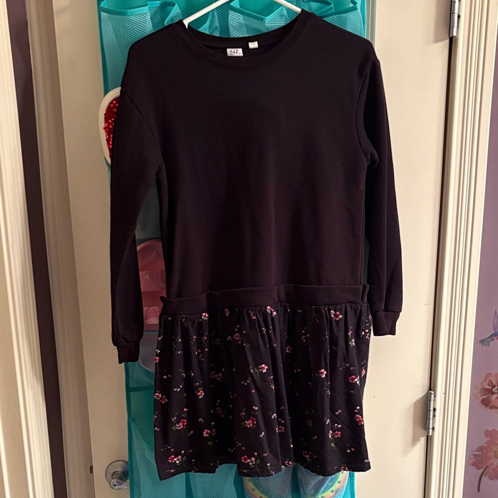 GAP Black Dress with Floral Skirt